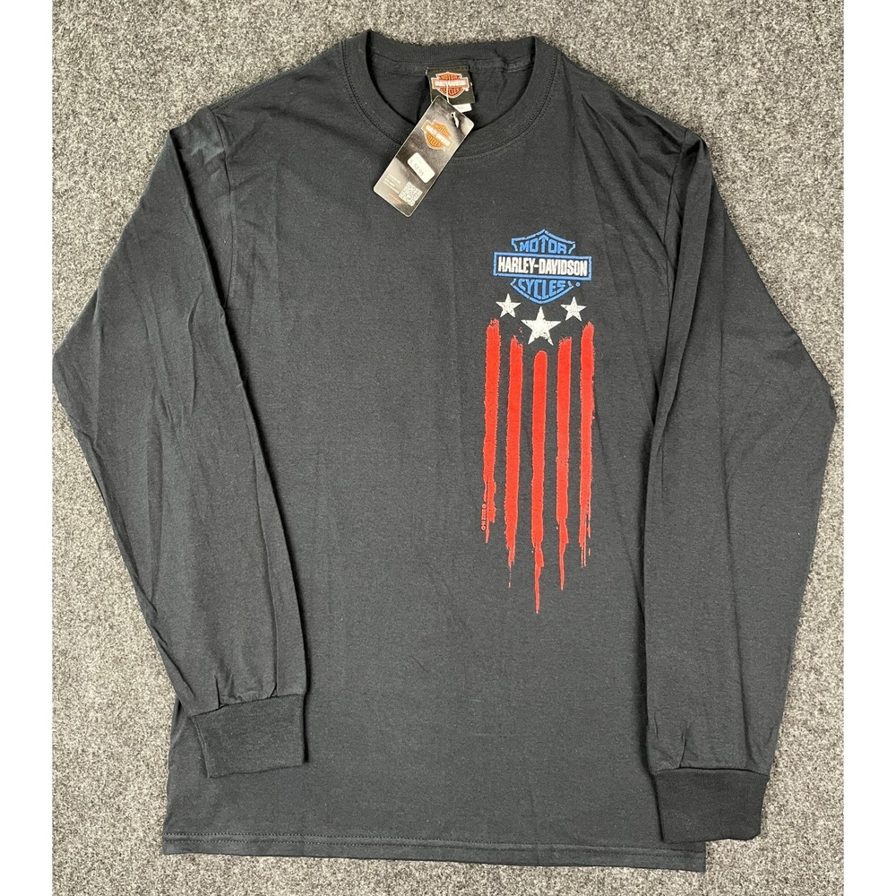 Harley-Davidson Mens Long Sleeve T-Shirt Black Curacao Graphic Small‎ NEW